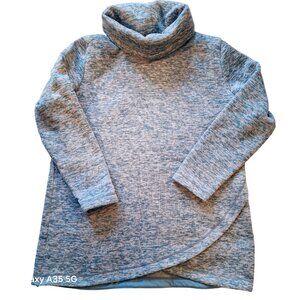 Lands End Womens Heathered Blue Turtleneck Long Sleeve Tunic Sweatshirt Like